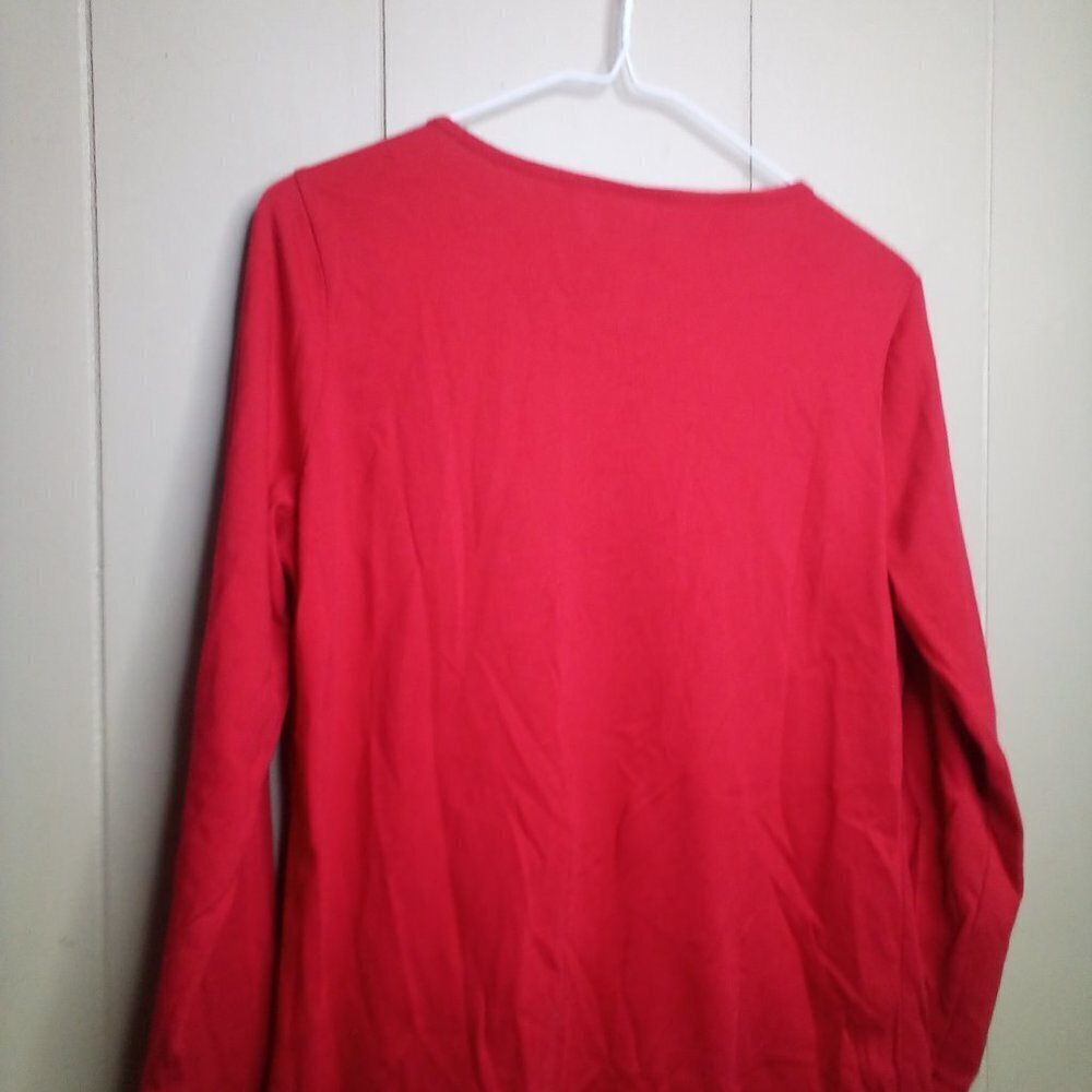 Kim Rogers Shirt M Christmas Tree Long Sleeve Red - Picture 10 of 10